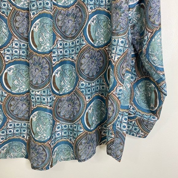 100% SILK SUMMA PURE SILK MENS BUTTON UP SHIRT IN AN ORNATE PATTERN LARGE - Picture 11 of 14